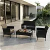 Meble ogrodowe zestaw 5 osobowy komplet na balkon: 2 Fotele + Sofa + Stolik