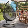 Fotel wiszący ogrodowy KOKON Jajo Premium – huśtawka ogrodowa bujana, kosz + poduszki | LazyHome