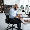 Fotel Biurowy Krzesło Obrotowe Ergonomiczne Czarny Materiałowy Gamingowy
