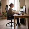 Fotel Biurowy Krzesło Obrotowe Ergonomiczne Czarny Materiałowy Gamingowy