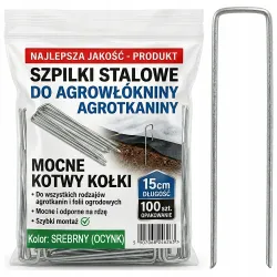 SZPILKI KOTWY KOŁKI DO AGROWŁÓKNINY AGROTKANINY MOCNE OCYNK 15cm 100 SZTUK
