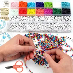 ZESTAW DO ROBIENIA BRANSOLETEK KORALIKI DO BIŻUTERII LITERKI DIY NA PREZENT