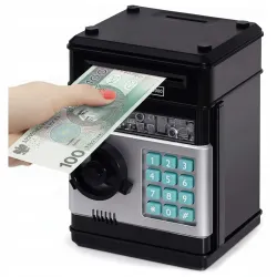 SKARBONKA SEJF BANK Bankomat na Monety Banknoty Pieniądze + PIN KOD DOSTĘPU