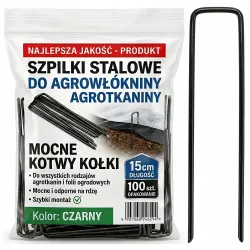 SZPILKI KOTWY KOŁKI DO AGROWŁÓKNINY AGROTKANINY MOCNE CZARNE 15cm 100 SZTUK