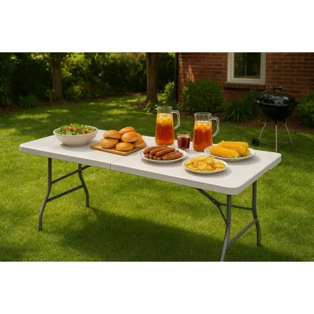 Stół cateringowy składany 240 cm biały – ogrodowy bankietowy, rozkładany, walizka | LazyHome