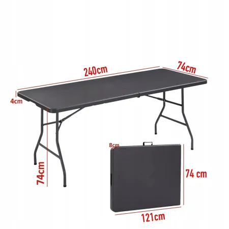 Stół cateringowy składany 240 cm – ogrodowy bankietowy, rozkładany, walizka | LazyHome