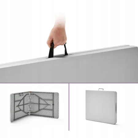 Stół cateringowy składany 180 cm biały – ogrodowy bankietowy, rozkładany, walizka | LazyHome