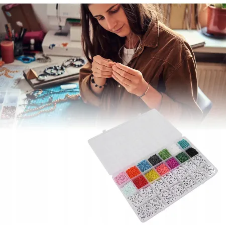 ZESTAW DO ROBIENIA BRANSOLETEK KORALIKI DO BIŻUTERII LITERKI DIY NA PREZENT