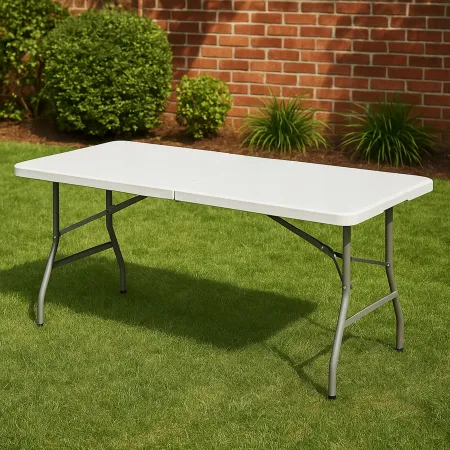 Stół cateringowy składany 180 cm biały – ogrodowy bankietowy, rozkładany, walizka | LazyHome