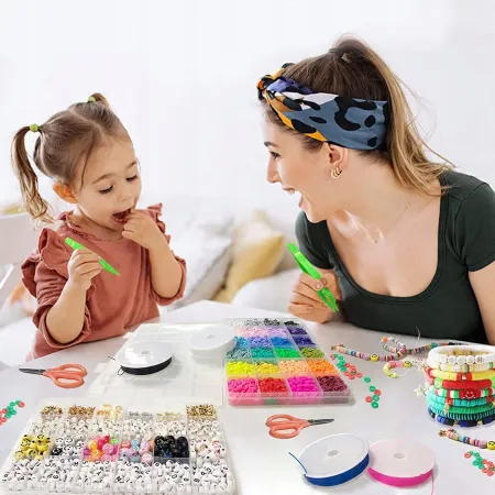 ZESTAW DO ROBIENIA BRANSOLETEK KORALIKI DO BIŻUTERII LITERKI DIY NA PREZENT