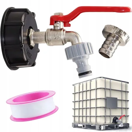 KRAN DO MAUZERA 1000 L NA WĄŻ 1/2' ZAWÓR CZERPALNY ZBIORNIKA + ADAPTER 3/4'