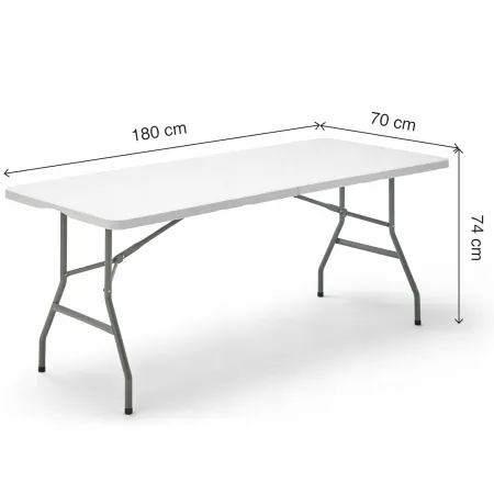 Stół cateringowy składany 180 cm biały – ogrodowy bankietowy, rozkładany, walizka | LazyHome
