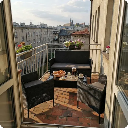 Meble ogrodowe zestaw 5 osobowy komplet na balkon: 2 Fotele + Sofa + Stolik