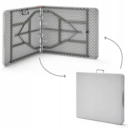 Stół cateringowy składany 180 cm biały – ogrodowy bankietowy, rozkładany, walizka | LazyHome