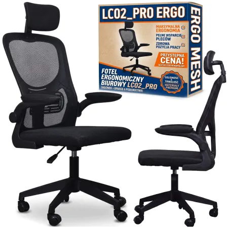 Fotel Biurowy Krzesło Obrotowe Ergonomiczne Czarny Materiałowy Gamingowy