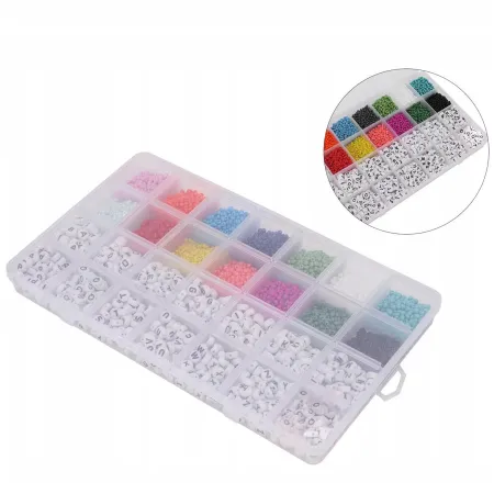 ZESTAW DO ROBIENIA BRANSOLETEK KORALIKI DO BIŻUTERII LITERKI DIY NA PREZENT