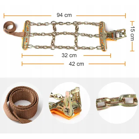 8 szt. ZESTAW ŁAŃCUCHY ŚNIEGOWE METALOWE NA KOŁA SAMOCHODU ŁAŃCUCH METALOWE