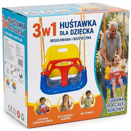 BEZPIECZNA HUŚTAWKA DLA DZIECI OGRODOWA NA LINACH DO DOMU OGRODU MOCNA 3w1
