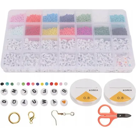 ZESTAW DO ROBIENIA BRANSOLETEK KORALIKI DO BIŻUTERII LITERKI DIY NA PREZENT
