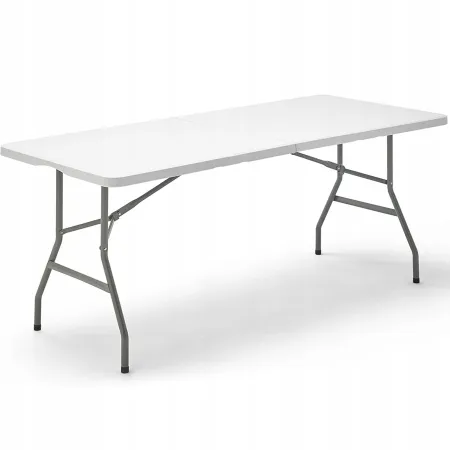 Stół cateringowy składany 180 cm biały – ogrodowy bankietowy, rozkładany, walizka | LazyHome