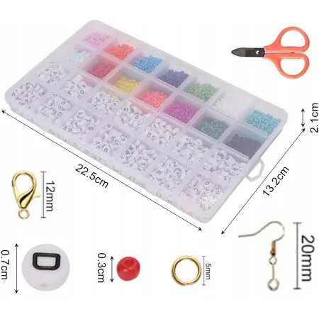 ZESTAW DO ROBIENIA BRANSOLETEK KORALIKI DO BIŻUTERII LITERKI DIY NA PREZENT